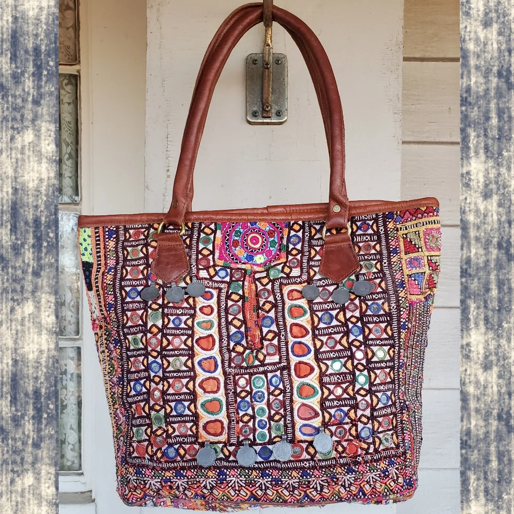 Artisan Banjara zari Boho Embroidered bag Handmade Patchwork Repurposed